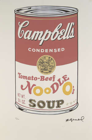 After Andy Warhol, American 1928-1987, Campbell Tomato Beef Noodle Soup; screenprint in colours...
