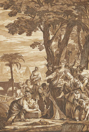 
	
		After Paolo Caliari, known as Paolo Veronese, 
		Italian 1528-1588- 
		 
		The Finding...