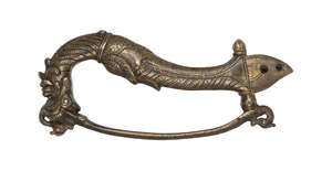A bronze hilt, Deccan, India, 17th century, the grip in the form of a makara head with a small bird extending from the mouth and attaching to the guard decorat