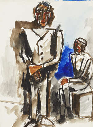 
	
		RETURN Josef Herman OBE RA, 
		Polish/British 1911-2000 - 
		 
		Miners; 
		 
		