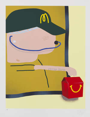 
	
		Oli Epp,
		British b.1994-
		 
		Carpe Diem, 2018;
		 
		screenprint in colours on...