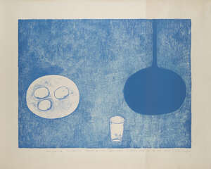 
	
		William Scott, 
		British 1913-1989- 
		 
		Blue Still Life, 1975; 
		 
		lithograph in...