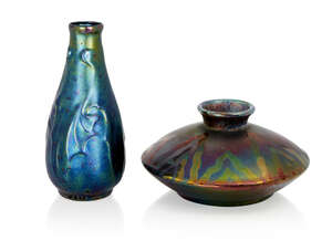 
	
		Montieres-les-Amiens (French), a ceramic lustre vase 
		c.1930, signed Montieres  
		