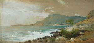 
	
		Pownoll Toker Williams, 
		British fl.1872-1897- 
		Coastal scene; 
		pencil and...