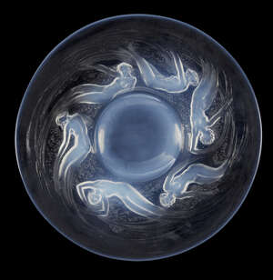 
	
		René Lalique (1860-1945), an opalescent glass plate
		Ondines, No.3003, designed 1921,...