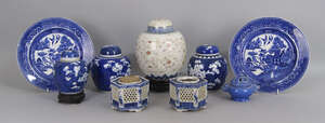 
	
		A pair of Chinese porcelain blue and white ginger jars and covers, 20th century,...