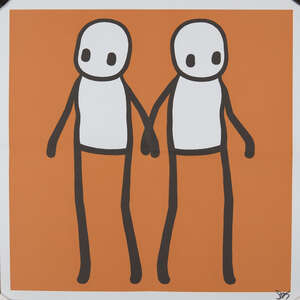 
	
		Stik, 
		British b.1979- 
		 
		Holding Hands Poster (Orange), 2020; 
		 
		lithographic...