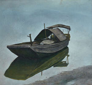 
	
		LONG QUAN, (Chinese, b. 1956), oil on canvas, 'An Old Junk, 1990', signed and dated to...