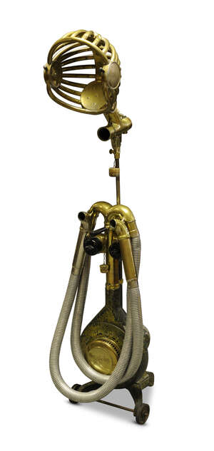 
	
		A rare Muhlos Ltd hair drying machine, Germany, first half 20th century, brass and...