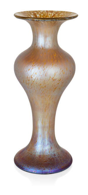 
	
		Loetz (Austrian), an iridescent 'Papillon' glass vase  
		c.1900 
		The clear glass...