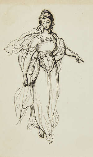 
	
		Léon Cogniet, 
		French 1794-1880- 
		Helen of Troy; 
		pen and black ink on paper,...