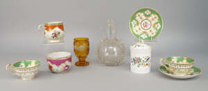 
	
		A Meissen sugar bowl, late 19th century,  with gilt and puce scale pattern border to the...