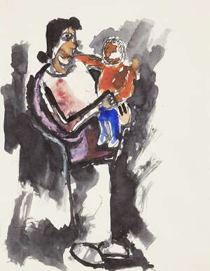 
	
		RETURN Josef Herman OBE RA, 
		Polish/British 1911-2000 - 
		 
		Mother and child;...