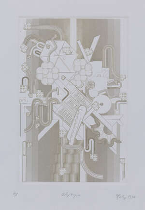
	
		Sir Eduardo Paolozzi CBE RA, 
		Scottish 1924-2005-
		 
		Olympia, 1974;
		 
		etching...