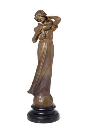 
	
		M. Henry, an Art Nouveau cold-painted spelter figure
		'L'Ondine', signed M.Henry, with...