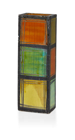 
	
		Attributed to Aldo Londi (1911-2003), a rectangular earthenware vase 
		Mid 20th...