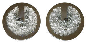 
	
		A pair of circular glass and chrome plated steel wall lights by Fabbian, Italy
		c....