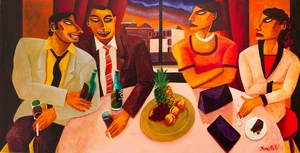 Graham Knutell,&nbsp;Irish 1954-2023 -&nbsp;Looking for company;&nbsp;acrylic on canvas, signed lower right...