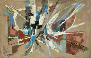 Pierre de Berroeta,
		French 1914-2004-
		 
		Composition, 1961:
		
		oil on canvas, signed and dated 61 lower left,  65 x 100cm(unframed) (ARR)
		 
	