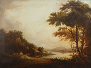 
	
		Follower of Alexander Nasmyth RBA, 
		Scottish 1758-1840- 
		 
		Kilchurn Castle, Loch...