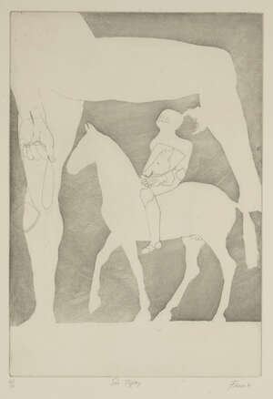 
	
		Dame Elizabeth Frink CH DBE RA,
		British 1930-1993-
		 
		Sir Topaz, 1972;
		 
		