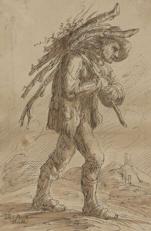 
	
		Thomas Barker of Bath, 
		British 1769-1847- 
		 
		Rustic figure carrying wood, c.1813;...