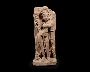 A sandstone figure of standing Lakshmi,&nbsp;North India, 11th/12th cetury,&nbsp;
In tribhanga, holding a...