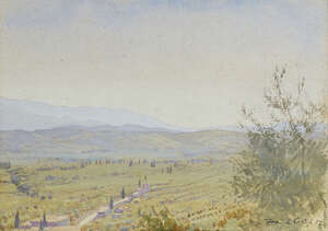 
	
		Frank Crisp, 
		British d.1915 
		Looking Towards Chianti, 1912; 
		gouache, signed and...