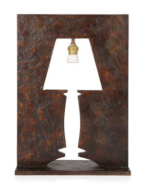
	
		Hubert Le Gall (b.1961), 
		 
		'Allusion' table lamp, circa 1990's, 
		Patinated...