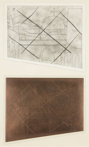 
	
		Ben Nicholson OM, 
		British 1894-1982- 
		 
		Moon over Paras [Lafranca 14], 1966;...