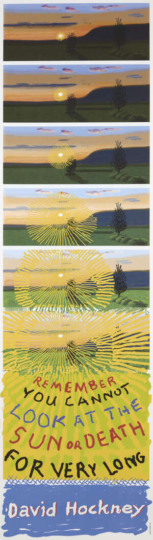 
	
		David Hockney OM CH RA, 
		British b.1937- 
		 
		Remember You Cannot Look at The Sun...