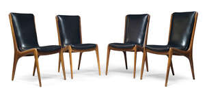 
	
		After Vladimir Kagan (German-American 1927-2016), a set of eight walnut 'Sling' chairs...