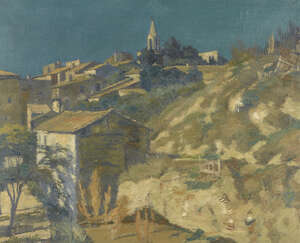 
	
		Paul de Castro, 
		Italian/French 1882-1940- 
		 
		Village de montage; 
		 
		oil on...