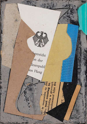 Bryan Ingham,
British 1936-1997-
Dutch Still Life, Amsterdam, 1985;
collage on board, signed, tilted...