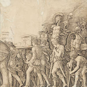 
	
		After Andrea Mantegna, 
		Italian 1431-1506- 
		 
		The Corselet Bearers, from the...