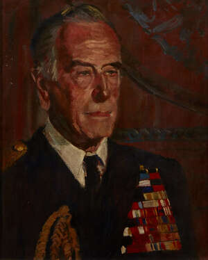 
	
		British School, 
		mid 20th century-
		 
		Portrait of Louis Mountbatten, 1st Earl...