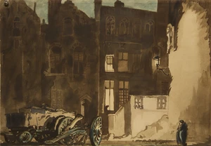 Sir Frank Brangwyn RA RBS RBA,&nbsp;British 1867-1956,&nbsp;Bruges at night;&nbsp;lithograph in colours,&nbsp;from...
