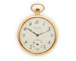 Longines for G. Bornand À Marseille. An 18ct gold open face keyless wind pocket watch Case number 3028360, Movement number 3028360, Circa 1915Jewelled Swiss 