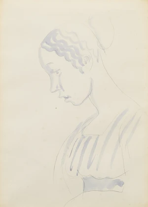 Augustus John OM RA, British 1878-1961 - Head of a woman; watercolour and pencil on paper, 34 x 24 cm (ARR) Provenance:Bonhams, London, Modern Pictures, 30