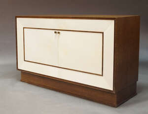 
	
		Archer & Smith Ltd, a pair of bespoke made vellum and laminated wood side cabinets
		