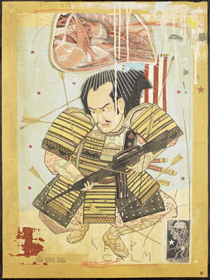 
	
		Ravi Zupa,
		American b.1977-
		 
		P.T.S.D, 2011;
		 
		mixed media in colours on wood,...