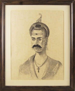 
	
		P H Sonawane, Charansing, a portrait of a Sikh man, dressed in a turban, with a flowing...