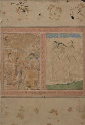 
	
		A Mughal album page, the calligraphy signed Zaman Kani, India, early 17th century and...