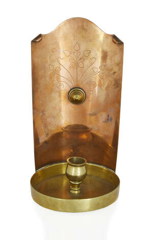 
	
		Attributed to W.A.S Benson (British 1854-1924), an Arts and Crafts copper and brass...