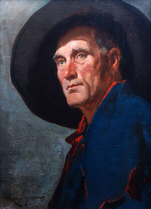 Reginald Mills RBA FRSA, 
		British 1896-1950- 
		 
		Self-portrait as a Renaissance artist, c.1930s; 
		 
		oil on canvas laid down on board, signed, 3