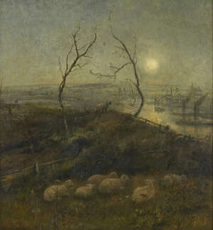 
	
		Cecil Gordon Lawson, 
		British 1849-1882- 
		 
		Strayed, a Moonlight...