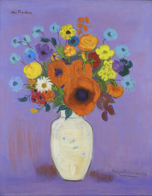 
	
		Margarita Lozano, 
		Colombian b.1936- 
		 
		'Egg Basket', 1977; 
		 
		tempera and...