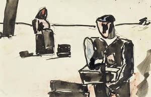 
	
		Josef Herman OBE RA, 
		Polish/British 1911-2000 - 
		 
		Mexican peasants; 
		 
		