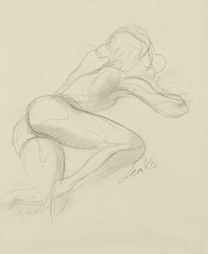 
	
		Leon Underwood,
		British 1890-1975-
		 
		Life study of a woman lying on her front,...