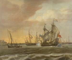 
	
		Circle of Willem Van de Velde the Younger, 
		 
		Dutch 1633-1707- 
		 
		Dutch...